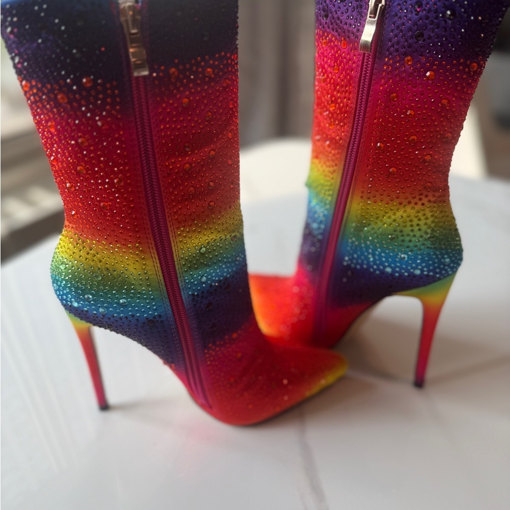 Rainbow Stiletto Heeled Boots